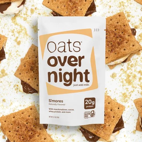 Miniatura 6 de Oats Overnight - S'mores - Batido de desayuno alto en proteínas y bajo en azúcar, sin gluten, alto en fibra, avena sin OMG (2.7 onzas por comida)