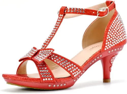 Nova Utopia - Zapatos de tacón bajo para niñas pequeñas, 1 a 3 años, con adorno de flor, tipo sandalia (talla 9-4)