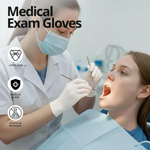 Miniatura 3 de SwiftGrip - Guantes de nitrilo desechables para examen, 3 mil, medianos, caja de 1000, guantes de nitrilo blancos desechables sin látex para uso