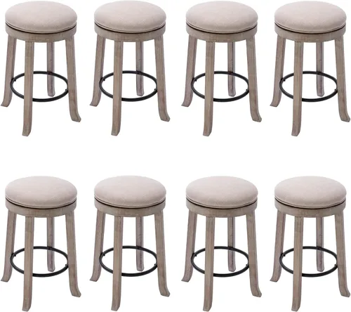 Miniatura 15 de DUOMAY Taburetes de bar giratorios modernos con respaldo, taburetes de altura de mostrador de 28 pulgadas, taburete de bar tapizado de lino
