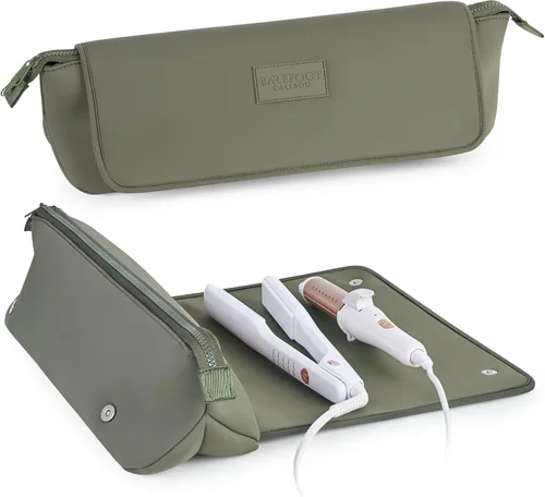 Miniatura 17 de BAREFOOT CARIBOU Bolsa de viaje para herramientas para el cabello y alfombrilla resistente al calor para planchas, alisadoras, rizadores