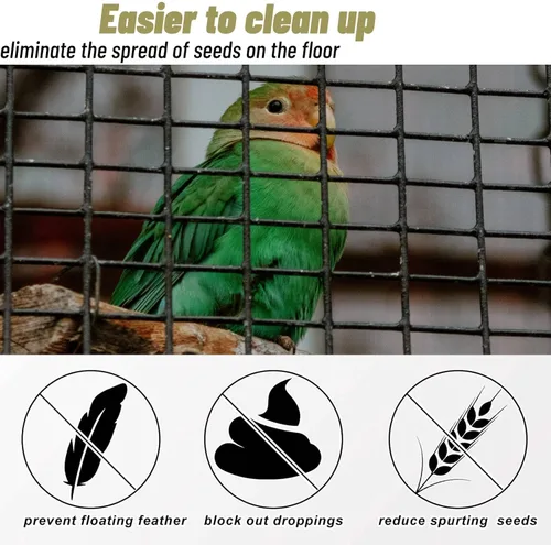Miniatura 2 de Hakeeta Falda de jaula para pájaros, atrapa semillas de pájaros de malla, cubierta de red aireada, falda ventilada de nailon suave, atrapa semillas
