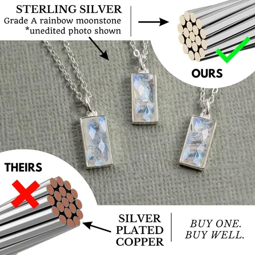 Miniatura 3 de HOPE LOVE SHINE New Beginnings Rainbow Moonstone Sterling Silver Necklace for Women