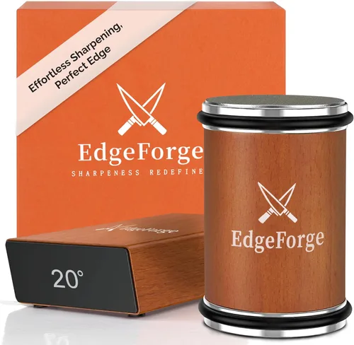 EdgeForge™ Kit de afilador de cuchillos rodantes, afilador magnético de madera de haya para cuchillos con ángulos de 15 y 20 grados, regalo elegante