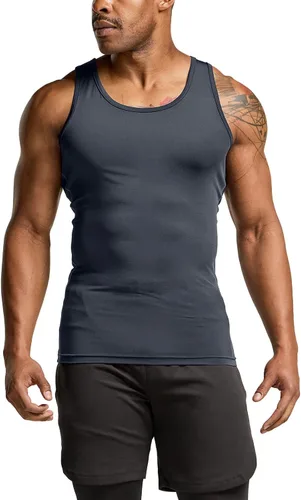 Miniatura 3 de TSLA Paquete de 1 o 3 camisetas sin mangas de compresión atlética para hombre capa base de entrenamiento para deportes frescos y secos