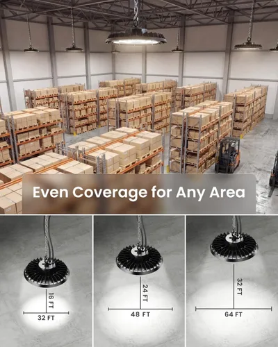 Miniatura 6 de Sunco - Paquete de 6 luces LED UFO de alta bahía, 200W, 28000 lúmenes, 5000K 120-277V regulables 0-10V, luces ultra brillantes para tienda comercial