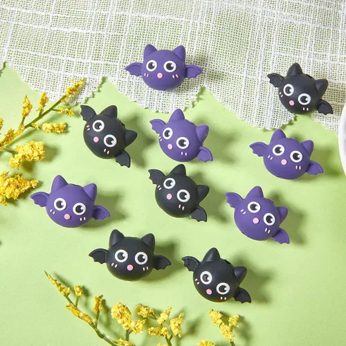 Miniatura 3 de 12 cuentas de silicona 3D de murciélago de Halloween para hacer llaveros focales a granel, animales únicos para bolígrafos, cordones, pulseras