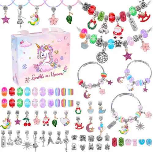 Miniatura 8 de Kit de Fabricación de Pulseras con Abalorios de ELLENER - Un Regalo Perfecto de Cumpleaños y Vacaciones para Niñas de 6, 7, 8, 9, 10 Años con Caja
