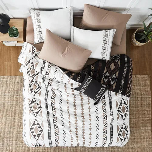 Miniatura 7 de Geniospin Juego de edredón tamaño matrimonial de 7 piezas - Juego de ropa de cama en una bolsa, cómodos juegos de ropa de cama occidentales