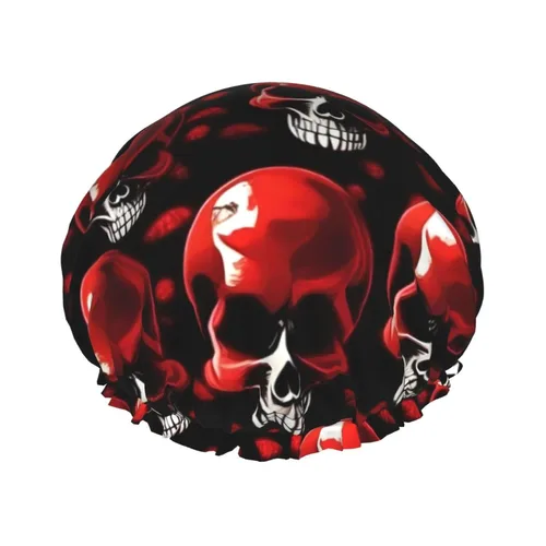 Miniatura 12 de Gorro de ducha reutilizable con estampado de cerdo rosa para mujer, doble capa impermeable, gorro de baño de secado rápido