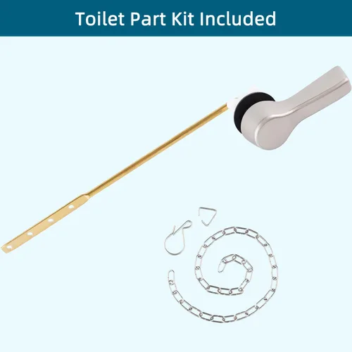 Miniatura 5 de Hygie Rinse Manija de inodoro de metal con palanca de descarga de repuesto, manija universal de inodoro de montaje frontal con cadenas de solapa