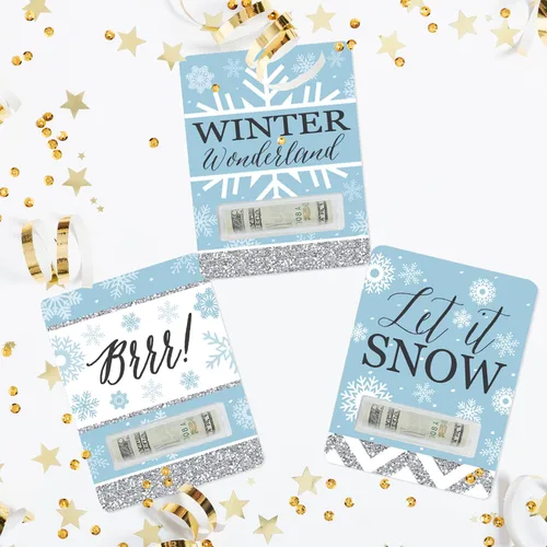 Miniatura 8 de Big Dot of Happiness Winter Wonderland - Juego de 6 tarjetas de dinero divertidas con diseño de copo de nieve para fiestas de vacaciones y boda