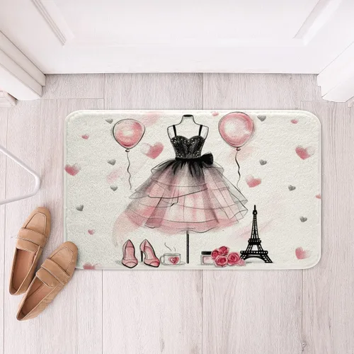 Miniatura 6 de Alfombras de baño de bailarina para niños, diseño de estrellas y corazones con notas musicales, decoración de habitación de niñas y mujeres