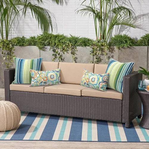 Miniatura 292 de Juego de 2 almohadas para exteriores de 16 x 16 pulgadas, repelentes al agua con interiores, para muebles de patio, hogar, jardín, geometría bohemia