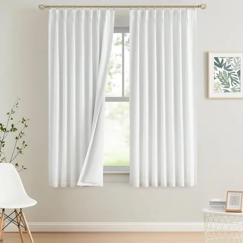 Miniatura 49 de Vision Home Cortinas marrones con pliegues pinzados de bloqueo total, cortinas de ventana de lino mezclado para oscurecimiento de la habitación, 95