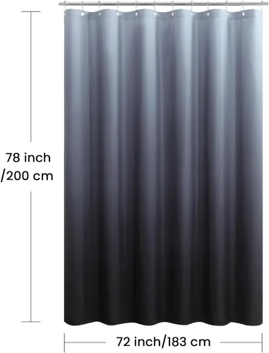 Miniatura 100 de Cortinas de Ducha Negras, Cortinas de Ducha de Poliéster Impermeable con Rayas Horizontales Degradadas en Blanco y Negro Modernas para Baño, 72x72