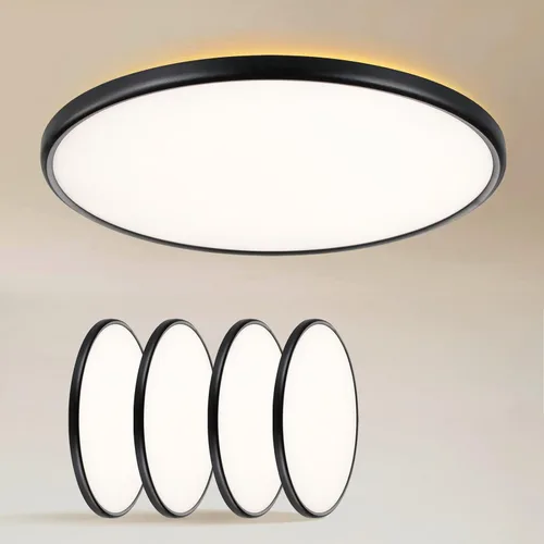 Miniatura 26 de TALOYA Paquete de 4 lámparas de techo LED de montaje empotrado de 10 pulgadas, 5 temperaturas de color (3000 K-6500 K), luz de panel plano redondo