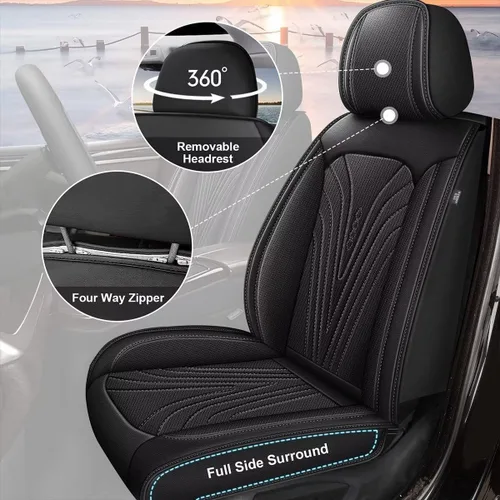 Miniatura 3 de DISUTOGO Fundas de asiento compatibles con Nissan Kicks 2018-2025 2026, juego completo de fundas de asiento de automóvil de cuero sintético