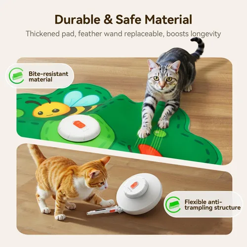 Miniatura 7 de FEELNEEDY Juguetes recargables para gatos, juego interactivo de escondite 2 en 1, juguete de gato con punto LED rojo móvil, plumas ocultas, juguetes