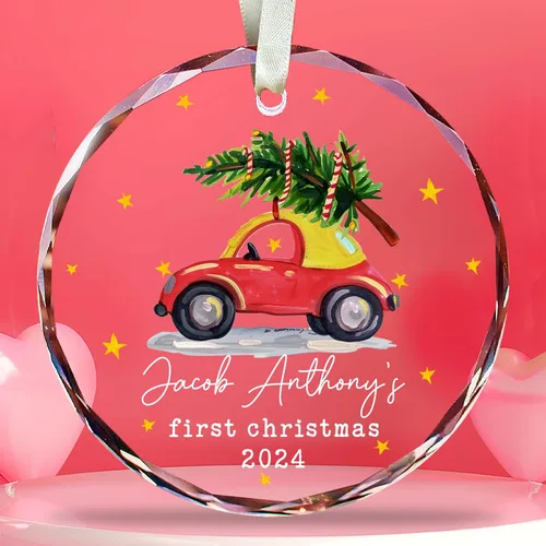 Miniatura 6 de Adorno de cristal personalizado para anuncio de bebé, adorno de Feliz Navidad, abuela y abuelo te veo en 2024, regalo de abuelos promocionados