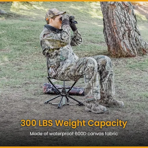 Miniatura 4 de ARROWHEAD OUTDOOR Silla de Caza Giratoria de 360°, Perfecta para Ciegos, Sin Pies que Hundan, Soporta hasta 450lbs, Estuche de Transporte, Marco