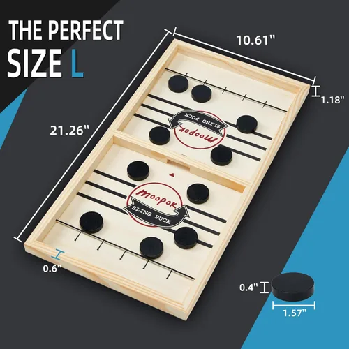 Miniatura 3 de moopok - juego de discos de eslinga rápida, juego de juegos de eslinga, juego de mesa 2 en 1, juego de hockey sobre hielo, juegos de mesa ganadores