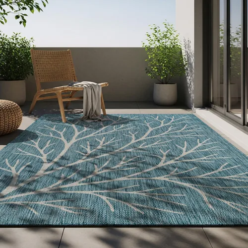 Miniatura 5 de Alfombra lavable para interiores y exteriores, de 5 x 7 pies, diseño de rama, que no se desprende, impermeable, fácil de limpiar, para patio
