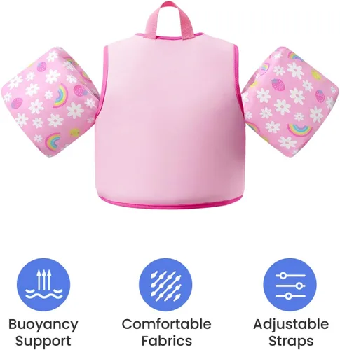 Miniatura 7 de Gogokids Chaleco de natación para bebé, flotadores para niños de 33-66 libras, chaqueta de natación para niños con alas de agua para niños de 2 3 4