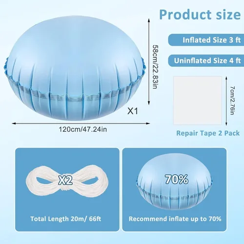 Miniatura 3 de Almohadas de piscina para piscinas sobre el suelo, 4 pies de diámetro, almohada de aire de piscina resistente de 0.016 in de grosor, kit de invierno
