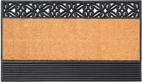 A1 Home Collections Felpudo de fibra de coco natural y goma de 36 x 24 pulgadas, diseño decorativo de bienvenida, tapete de entrada de fibra de coco