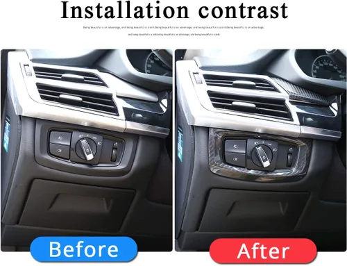 Miniatura 2 de Fibra de carbono real para BMW X5 f15 2014-2018 interruptor de faros de coche decoración marco accesorios
