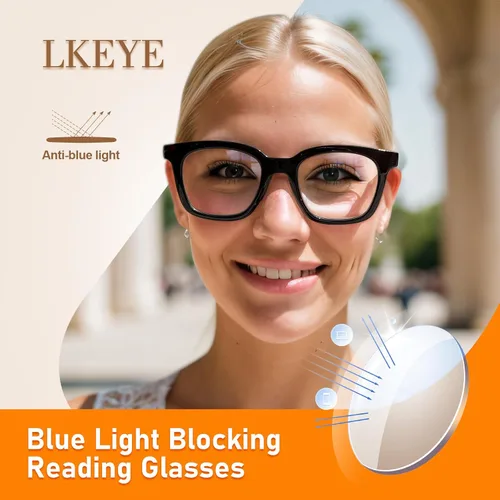 Miniatura 6 de LKEYE Gafas de Lectura para Mujeres con Bloqueo de Luz Azul Cuadradas, Elegantes e Indestructibles, Gafas de Lectura para Computadora de Tamaño C1