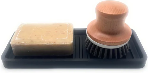 Miniatura 2 de Bandeja organizadora para fregadero de cocina de silicona, soporte de esponja y protector de encimera Plato y bandeja dispensadora de jabón