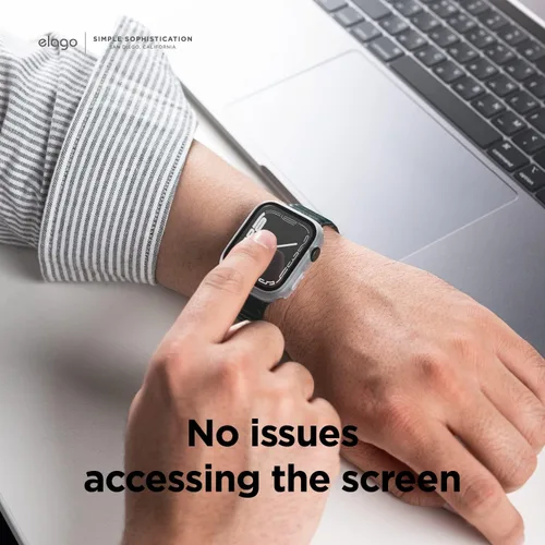 Miniatura 7 de elago Compatible con Apple Watch Case 7/8/9, protector de pantalla, protector transparente, protección completa, policarbonato duro + vidrio templado