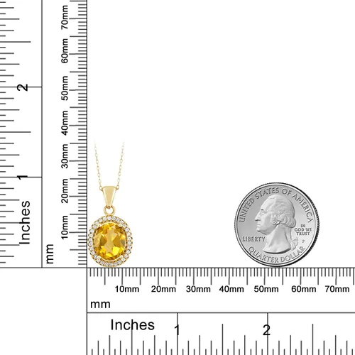 Miniatura 85 de Gem Stone King Collar con colgante de plata chapada en oro amarillo de 18 quilates de 0.433 x 0.354 in con piedra natal ovalada para mujer