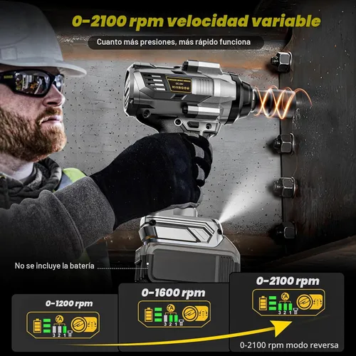 Miniatura 5 de DIYtoolifz Llave de Impacto Inalámbrica de 1/2 Pulgada Compatible con Batería DeWalt de 20V, 1000 Ft-lbs (1360 N.m) Controlador de Impacto de Alto