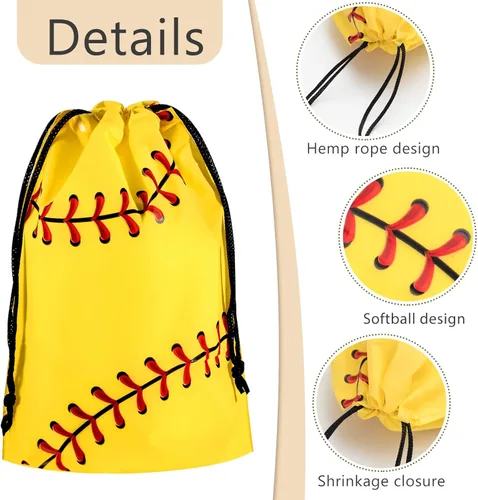 Miniatura 3 de Silkfly Paquete de 50 bolsas de softbol con cordón para aperitivos, bolsas de plástico para regalo, regalos de fiesta para suministros de fiesta