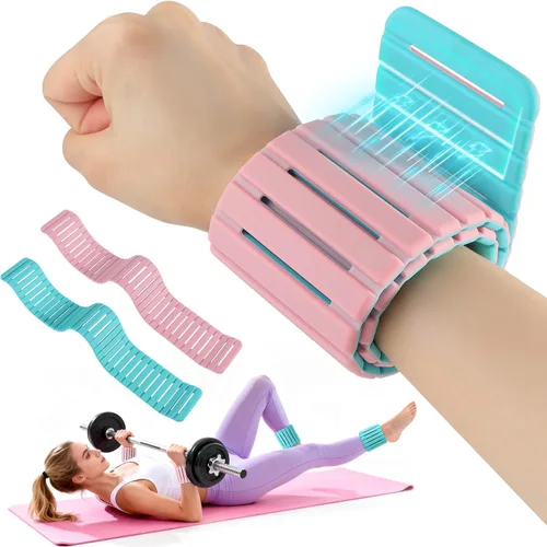 Pesas de muñeca, pulseras magnéticas ajustables para piernas y brazos, 2 unidades (1 libra cada una) pesas de tobillo de silicona para mujeres y