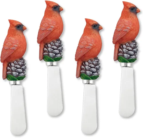 Miniatura 7 de Supreme Housewares Holly Days - Esparcidores de queso, asas de resina pintadas a mano con cuchillas de acero inoxidable para untar queso crema