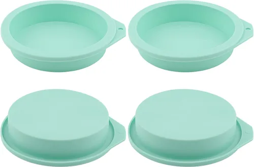 Miniatura 8 de 4 moldes para freidora de aire, moldes de silicona para hornear magdalenas, molde para panqueques de 4 pulgadas, antiadherente para hornear, Verde