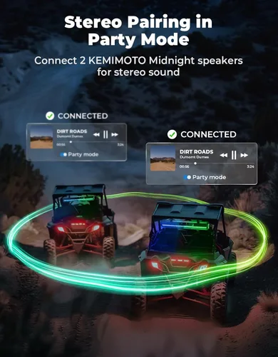 Miniatura 6 de KEMIMOTO Barra de Sonido UTV Midnight 80 2025 de 32 pulgadas, Barra de Sonido para Carrito de Golf Resistente al Agua IP65, Altavoz ATV Bluetooth