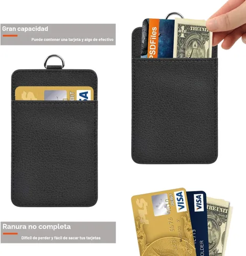Miniatura 4 de Paquete de 2 soportes para tarjetas de identificación de piel sintética, soporte para tarjetas de identificación de Life-Mate con 1 ventana