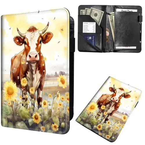 Miniatura 45 de Libros de mesero para camarera, cartera de cuero para camarero con cremallera, soporte para recibos, para camarero, camarero, accesorios