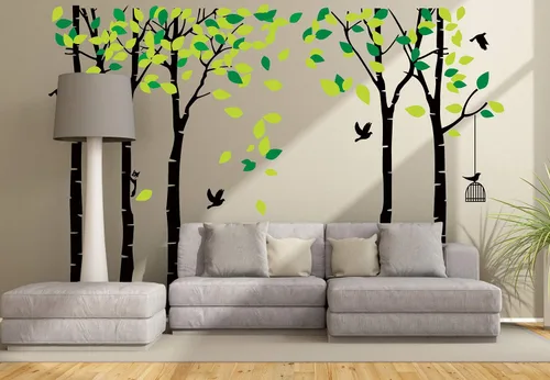 Miniatura 3 de ANBER Calcomanía de pared de árbol de la selva gigante removible, arte mural para dormitorio, guardería, habitación de bebé, habitación de niños