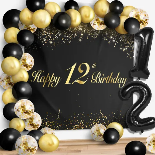 Miniatura 28 de Juego de globos negros de feliz cumpleaños 70 – Decoración de guirnalda temática de fiesta con texto en inglés "Cheers to 70 Years Old Party Theme