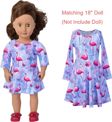 Miniatura 46 de Perfashion Vestidos a juego para niñas y muñecas sin mangas/manga larga, acampanados, faldas de fiesta de unicornio