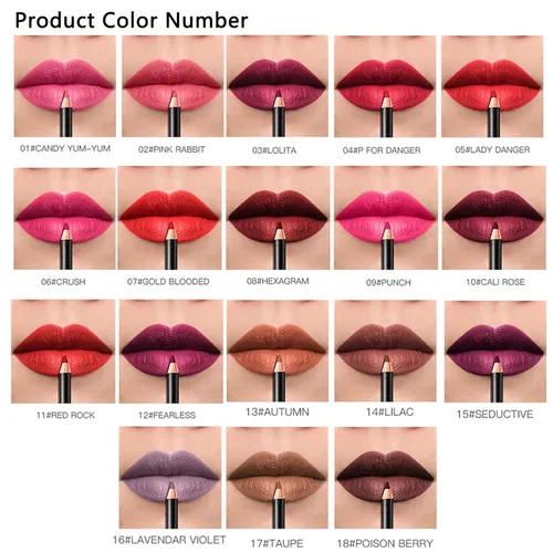 Miniatura 3 de DC-BEAUTIFUL Juego de 18 delineadores de labios con 2 sacapuntas, delineadores de labios impermeables y suaves de primera calidad, delineadores