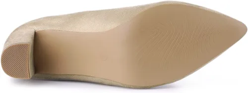 Miniatura 6 de Allegra K Botines de tacón grueso con cremallera y punta puntiaguda para mujer