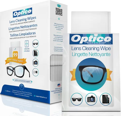 Optico Toallitas de limpieza prehumedecidas, limpiador de alta calidad para anteojos, pantallas y lentes de cámara, no necesita botella de spray o