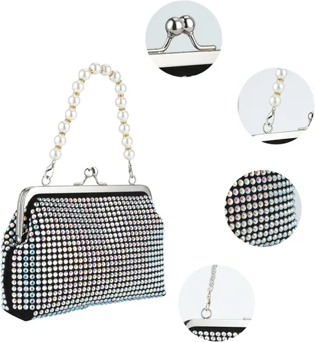 Miniatura 6 de Evevictor Bling Clutch Purse for Women, Rhinestone Crossbody Handbag, Shiny Evening Bags, Fashion Money Handbag